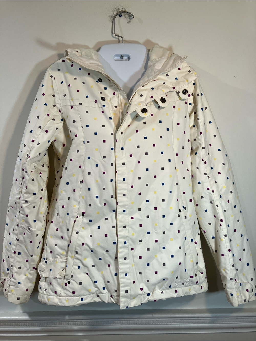 Burton Cream Polka-Square Confetti Hooded Winter Ski Jacket S